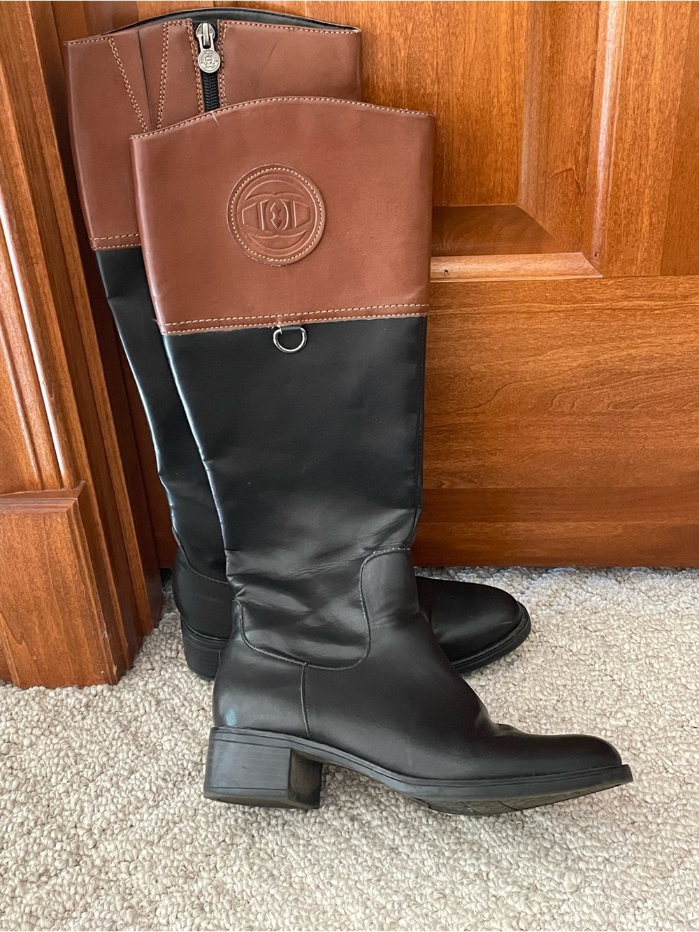 Etienne Aigner Womens Chastity Black Brown Riding Boots Size 6M